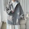 Männer Jacken Privathinker Übergroße Plaid Männer Mit Kapuze Mantel Windjacke Koreanische Stil Mode Frühling Casual Männliche Harajuku Oberbekleidung 220927