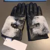CH guantes de diseñador guante de cuero para mujer piel de oveja piel de conejo manopla de invierno para mujer réplica oficial Calidad de contador Tamaño europeo T0P calidad 001A