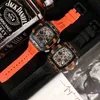 Luxury heren mechanisch horloge Richa Milles RM11-03 Volledig automatische beweging Sapphire Mirror Rubber Watchband Zwitserse polshorloges To90