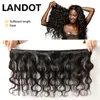 LANDOT Peruvian Malaysian Indian Brazilian Virgin Human Hair Weaves 3/4/5 Bundles Body Wave Straight Loose Deep Kinky Curly Remy Hair Natural Black