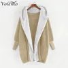 Womens Jackets Volemo Women Winter Tops Long Teddy Jacket Warm Thick Fleece Faux Fur Coat Plush Woman 220926