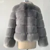 FURE DOMOWE FUAX HJQJLJLS Zima gruba ciepła płaszcz Kobiety luksusowy rozmyty stojak na kołnierz fałszywa kurtka czarna odzież wierzchnia 220927