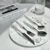 Flatware Sets GIEMZA 4PCS/set Luxury Pearl Cutlery Knife Fork Spoon Rhinestones Stainless Steel Dessert Steak Tableware Gift For Girl
