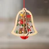 Décorations de Noël 3PCS Pendentifs 3D en bois BellStar Forme suspendue Ornements d'arbre de Noël DIY Artisanat en bois Fête à la maison