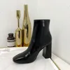 Boots 2022 Winter Luxury Women Faux Leather High Heel Ankle Fashion Square Toe Zipper Black Beige