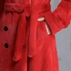 Trench da donna in pelliccia sintetica nerazzurra invernale lungo rosso marrone caldo spesso e soffice in pelliccia sintetica per donna doppio petto elegante moda britannica 220927
