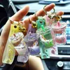 Party Favor Ice Cream Crystal Ball Floating Liquid Keychain Glitter Quicksand Unicorn Keyring Women Car Bag Pendant Gift