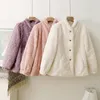 Peles feminino Faux Sweet Pink Coat Women Women Winter Stand Stand Collar Jaqueta Rabit