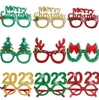 Decorazione per occhiali natalizi glitterati 2023 Cornice in vetro per le vacanze Decorazioni per la casa di Natale Regali GWB15777