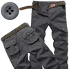 Pantalons pour hommes 2022 Hommes Printemps Automne Mode Multi-poches Salopette Homme Casual Coton Lâche Cargo Pantalon Mâle Long Travail Pantalon A269