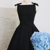 Robes Décontractées La Merveilleuse Mme Maisel Même Classique Vintage Robe Noire Femmes Arc Français Élégant Fête A-ligne Midi