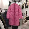 Women's Down Parkas Down Jacket Kvinnor Vinterlånga knä längd Huven Vit anka bröd Löst kappa