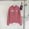 Kvinnors hoodies tr￶jor tidigt h￶st begr￤nsad rouge rosa hooded