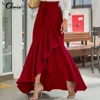 Skirts Celmia Long Skirt Fashion Women Fishtail Maxi Skirts High Waist Belted Party Jupe Sexy Casual Loose Holiday Ruffles Skirts 220924