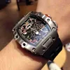 Watches Holwatch Designer Luxury Mens Mekaniği İzle Richa Milles Holwatch Siyah Teknoloji Karbon Fiber Aynı Büyük Dial Luminous Wine HKIU