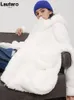 여성 재킷 lautaro winter 흰색 흰색 오도간 따뜻한 퍼지 가짜 모피 코트 많은 주머니가있는 여자 지퍼가있는 귀여운 푹신한 셰르파 재킷 220926
