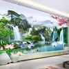 Bakgrunder Anpassad väggmålning Kinesisk stil 3D -vattenfall Nature landskap väggmålning vardagsrum TV soffa studie klassisk heminredning 220927