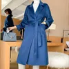 Womens Fur Faux Autumn and Winter Water Ripple fördubblar Cashmere Coat Women Midlength Suit Collar Wool 220927
