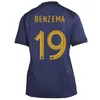 Copa do mundo Maillots de Football 2022 Jersey de futebol franc￪s Benzema Football Shirts Mbappe Griezmann Pogba Kante Maillot Foot Kit Top Top Men Men
