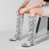 Boots Women Knee High Pu Leather Platform Waterproof Long White Red Party Fetish Women&#39;s Shoes Autumn Winter