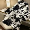 Women's Fur Faux Winter Parka Jacket Women Thickened Cow Pattern Hooded Coat Lengthened Oversize Overcoat Veste Fourrure Homme 220927