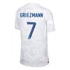 Copa do mundo Maillots de Football 2022 Jersey de futebol franc￪s Benzema Football Shirts Mbappe Griezmann Pogba Kante Maillot Foot Kit Top Top Men Men