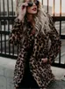 Femmes fourrure Faux femmes manteaux d'hiver Vintage léopard femme ample chaud décontracté rue dame imprimé Animal épais vêtements d'extérieur 220927