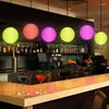 Lámparas colgantes Candelabro emisor de luz Led Club Bar Escalera Carga decorativa Control remoto Colorido Modelo de fútbol