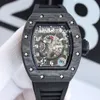 Białe włókno węglowe męskie zegarek Szwajcarski automatyczny ruch czarny szafir szafir