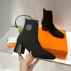 Naturel Noir Örgü Kadın Tasarımcısı Yüksek Topuklu Bootes Moda Kayması Boot Lady Work Elbise Boot Boots