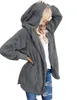 女性用特大ジャケットオープンフロントフード付きドレープポケットカーディガンコート