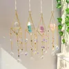 Decorative Figurines Crystal Windchime Ornaments Hexagon Metal Sun Pendant Window Craft Christmas Tree Outdoor Garden Hanging Beads Catchers