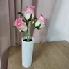 Bordslampor LED Rose Flower Night Light Artificial Flowerpot Potted Plant Landscape Lamp Home Bedroom Living Room Decor