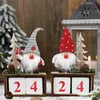 Weihnachtsspielzeug liefert Frohes Navidad-Jahr für Zuhause Countdown Gesichtsloser Wald Alter Mann Puppe Holzkalender Noel Geschenk 220924