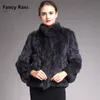 Kvinnors päls faux naturlig kaninrock för kvinnor vinter jackor står krage mode riktig kvinna som erbjuds med 220923