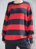 女性のパーカースウェットシャツUnuth GirlsESHIZE Striped Seater autunt Ladies Vintage Cotton Pullovers Knitwear女性セーターファッション長袖220926