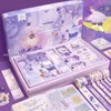 Anteckningar Kawaii Notebook Box Set Stationery Cute Purple Pink Diary Budget Book Journal och Washi Tape Present School Supplies 220927