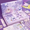 Koopboeken Kawaii Notebook Box Set briefpapier schattig Purple Pink Diary Budget Book Journal en Washi Tape Gift School Supplies 220927