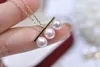 22092602 Женское жемчужное ювелирное ожерелье akoya 7-8 мм, три подвески, чокер, 18-каратное желтое золото, подарок девушке на день рождения, стильный геометрический
