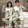 Men's Sleepwear Cotton Sleepwear Winter Autumn Long Sleeve Cartoon Printing Couple's Nightwear Couple Pajama Fashion Mens Womens Loungewear 220924
