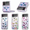 Duidelijke telefoonhoesjes voor Samsung Galaxy Z Flip 4 3 5G Butterfly Print Harde PC Slim SHOCKBIVE Full Body Protection Draadloos oplaadafdekking Z FLIP4