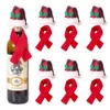 Şarap şişesi eşarp şapkası Noel Yaratıcı Süsleme Eşarp Şapkaları İki Parçalı Suit Hotel Restoran Düzeni Noel Süslemeleri RRB15822
