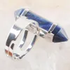 Luxury Natural Stone Lapis Opening Rings For Women Hexagon Pillar Adjustable Finger Ring Wedding Party Jewelry Gifts Bx302