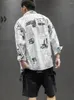 Camisas casuales para hombres Camisa japonesa Camisa retro para hombres Impresión de papel coreano Moda Hombres Mujeres Verano Cardigan Chic Manga larga Floral Hawaiano