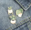 Cute Plant Green Metal Brooches Pin Enamel Brooches Pins for Women Men Gift Fashion Jewlery