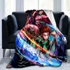 Blankets Swaddling 3D printed Art Blanket Flannel Anime Duvet Home Decorative Demon Slayer Spring/Autumn Fleece for Children Kids Bedding 220927