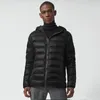 Doudoune Crofton noire pour homme, manteau léger de styliste, coupe ajustée, en nylon recyclé ripstop, à capuche, 2XL