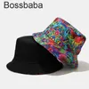 Женщины мужчины Harajuku Bucket Hat Flower Contrast Compatred Обработанная упаковка