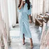 Casual Dresses 2022 Summer Women Striped Leopard Print Shirt Dresses Bandage Button Elegantes Long Dress Vintage Vestidos de Mujer Casual Robe T220905