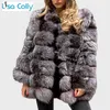 Womens Fur Faux Women Winter Elegant Natural Artifical Coat Jacket Long Sleeve Black Overcoat Female Outwear 220927